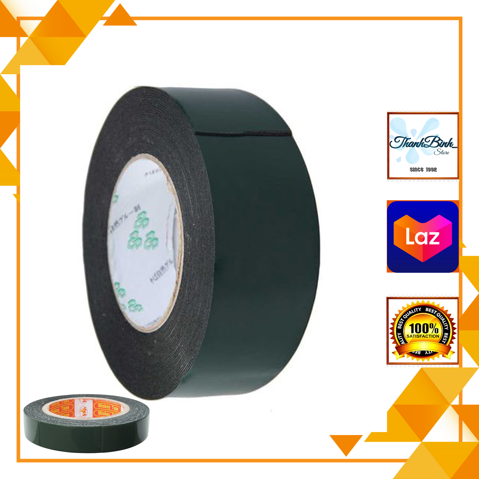 Băng keo 2 mặt/ băng dính xốp đen da xanh