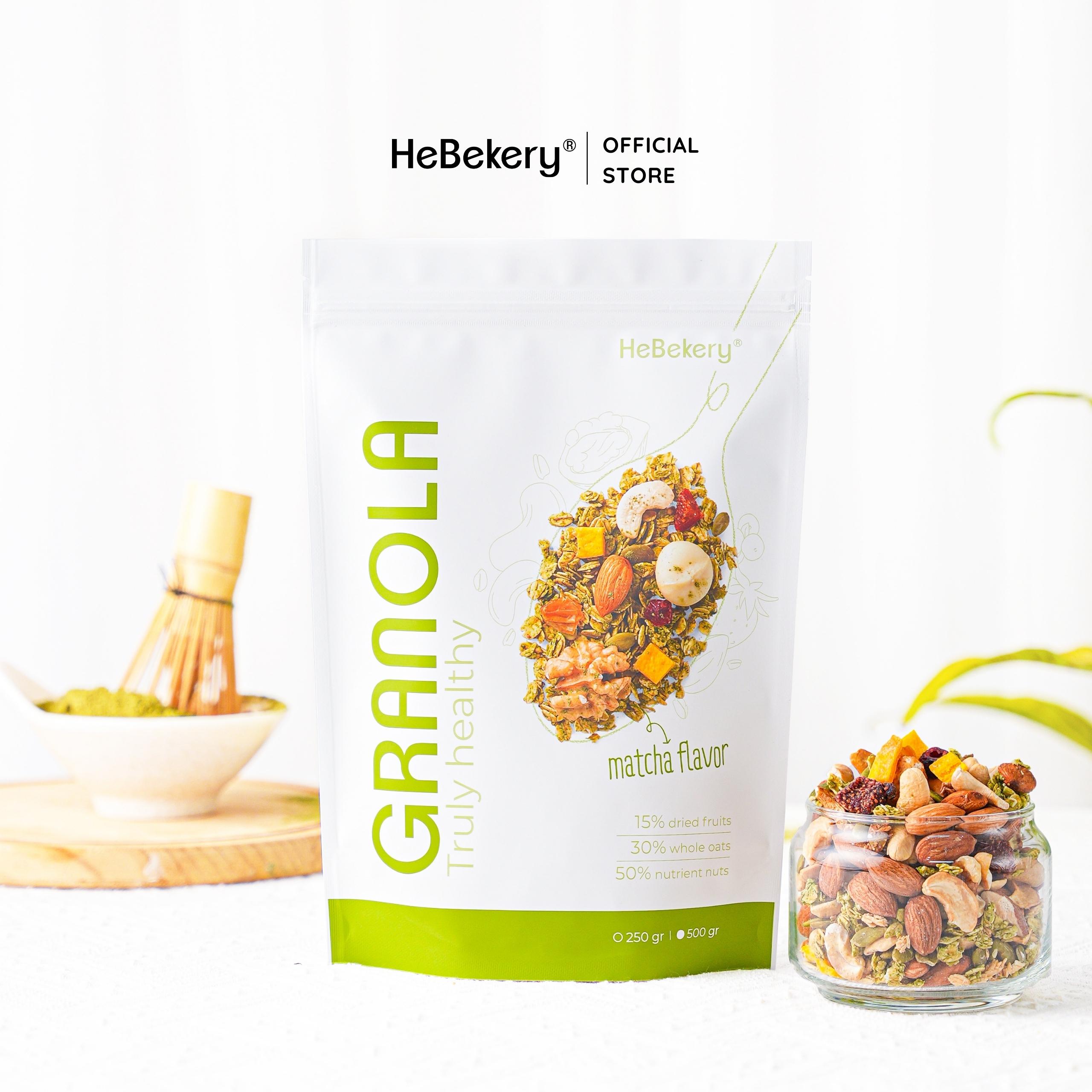500g Granola Truly Healthy HEBEKERY by HEBE - Ngũ Cốc Dinh Dưỡng Lành Mạnh Tự Nhiên - Vị Matcha