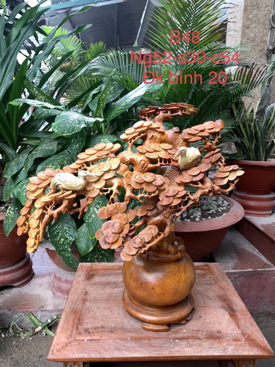Bình Tùng Tài Lộc gỗ hương ta