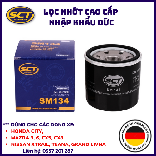 Lọc nhớt Mazda 3, 6, CX5, CX8, Honda City nhập khẩu Đức mã SM 134