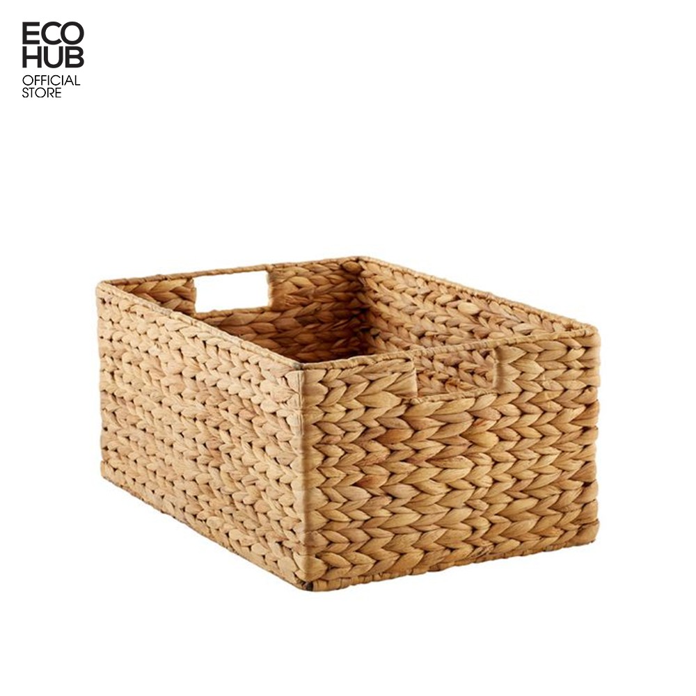 Giỏ lục bình ecohub chữ nhật có nắp và lót vải sang trọng đựng đồ đa dụng/đựng quần áo/đồ khô. | eh042