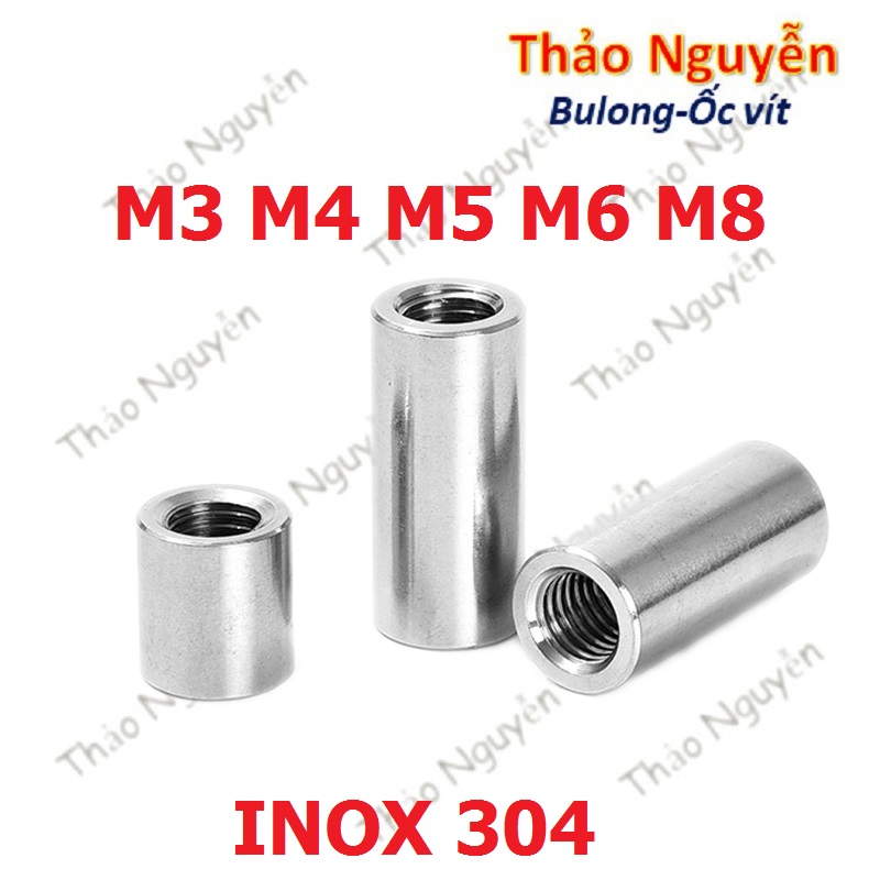 Ống nối ty ren inox - nối ren inox 304 m3 m4 m5 m6 m8 loại tốt