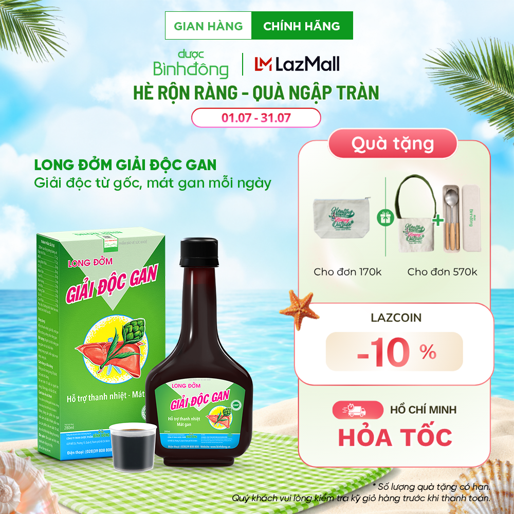 Long Đởm Giải Độc Gan Bình Đông - Thanh nhiệt, giải độc, mát gan, tăng cường chức năng gan - chai 280ml cao lỏng