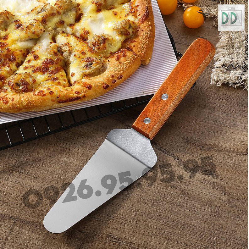 Xẻng xúc đỡ pizza inox,dỡ bánh pizza cán gỗ cao cấp - dụng cụ làm bánh