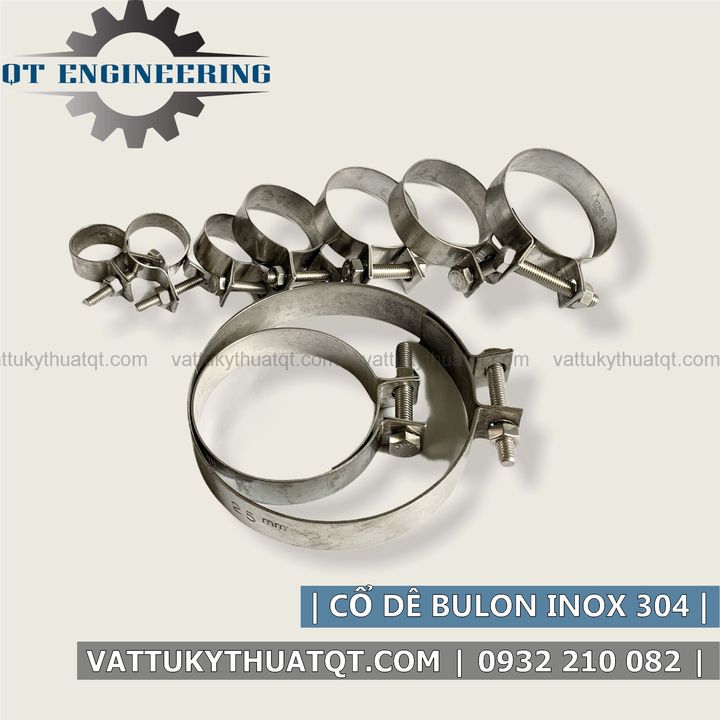 Cổ dê bulong inox 304, cổ dê siết ống | vattukythuatqt.com