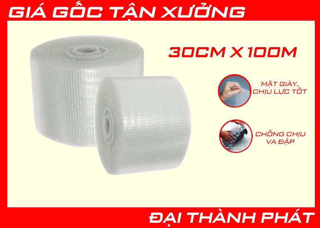 Cuộn xốp hơi - cuộn bóng khí - cuộn xốp chống sốc 30cmx100m - hàng dày hạt 10mm