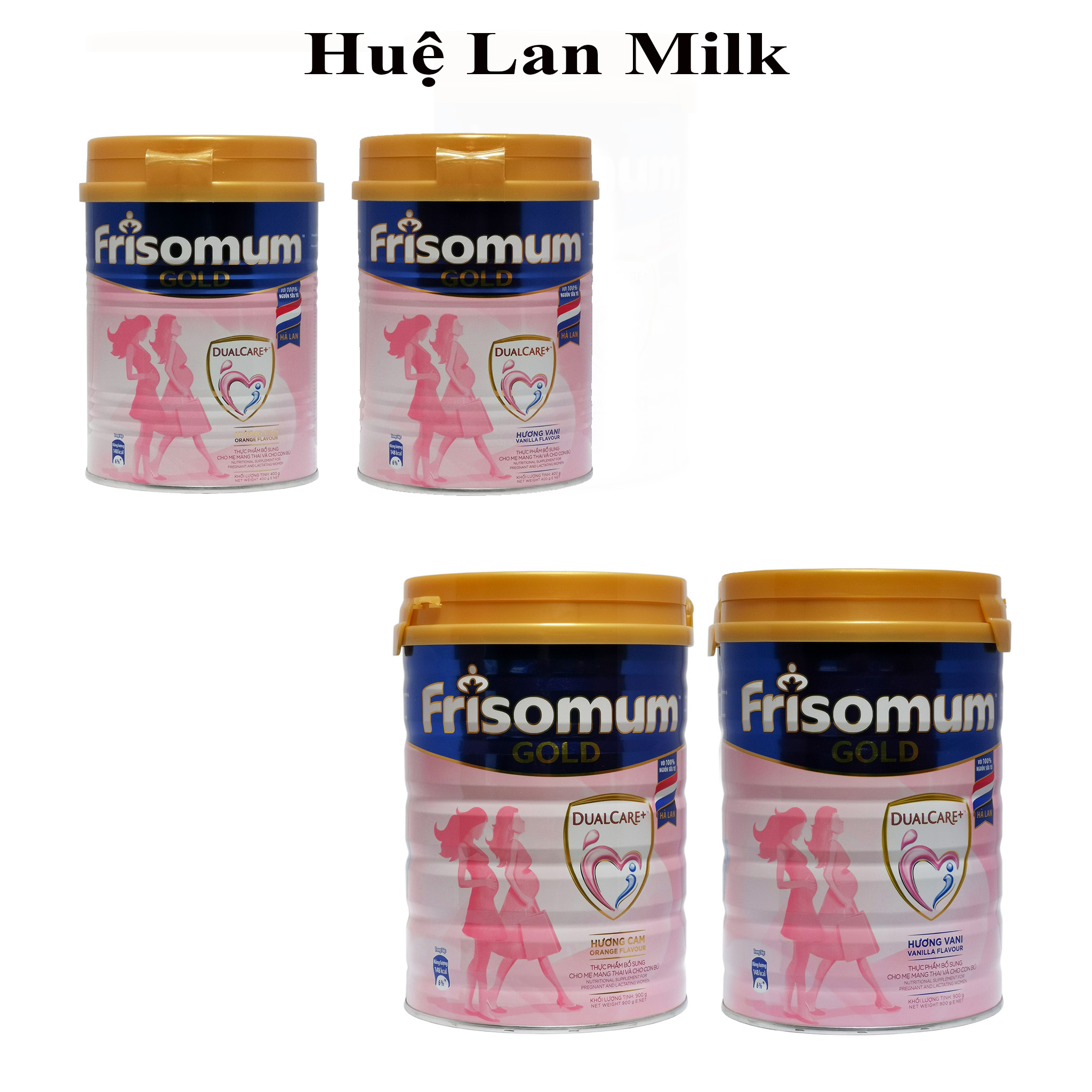 Sữa Bột Frisomum Gold Dualcare+ Hương Vani Hương Cam Hộp 900g 400g