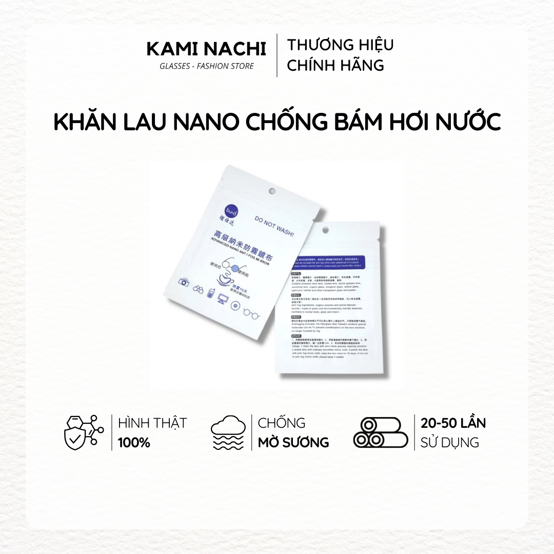 Khăn nano lau kính chính hãng loại đặc biệt KAMI NACHI - Chống bám hơi nước, chống mờ sương cho kính