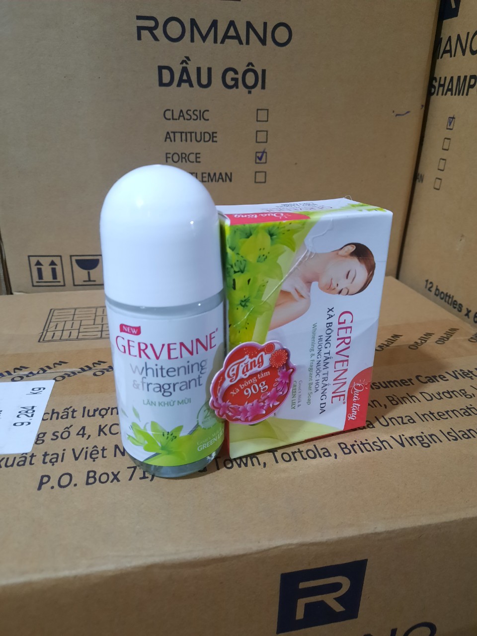 Gervenne - Lăn khử mùi trắng da hương nước hoa Lily xanh 50 ml + Tặng xà bông tắm 90 gr