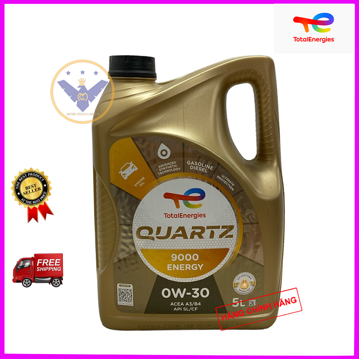 {MỚI} Dầu nhớt ô tô cao cấp tổng hợp Total Quartz 9000 0W-30 can 5L