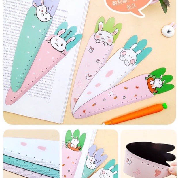 Thước kẻ dẻo thỏ cà rốt, thước kẻ gập xoắn được chống gãy làm quà tặng học sinh, sinh viên