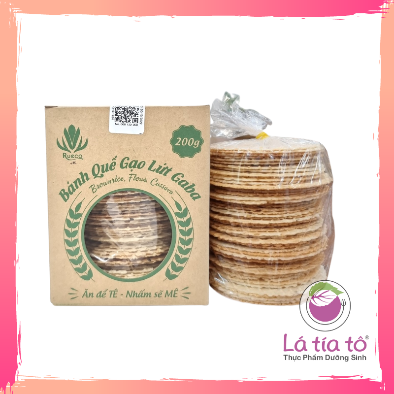 Bánh quế gạo lứt gaba truyền thống 200gr - lá tía tô
