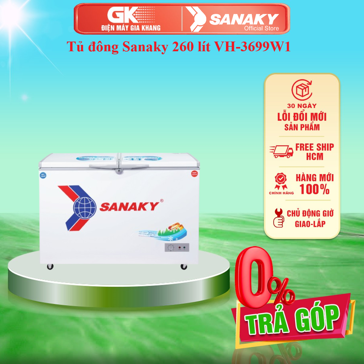 Tủ đông sanaky 260 lít vh-3699w1 - giao toàn quốc