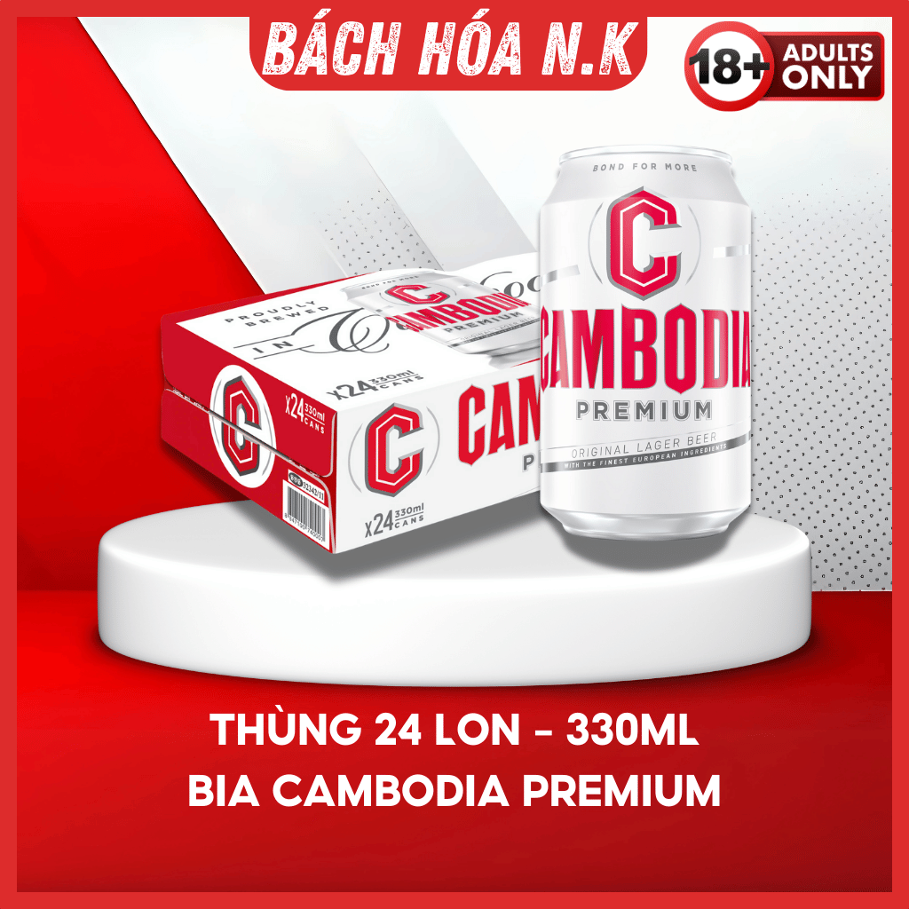 Bia Cambodia Premium Lon - Bia Campuchia 5% Thùng 24 Lon x 330ml