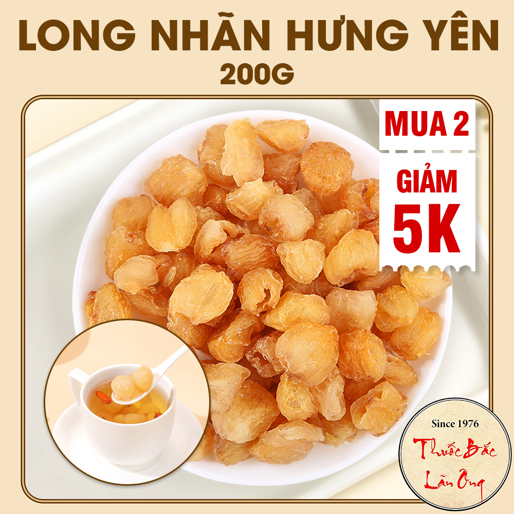 Long nhãn khô Hưng Yên 200g, thơm, không tẩm đường, vị ngọt tự nhiên, nấu chè, pha trà - Lãn Ông
