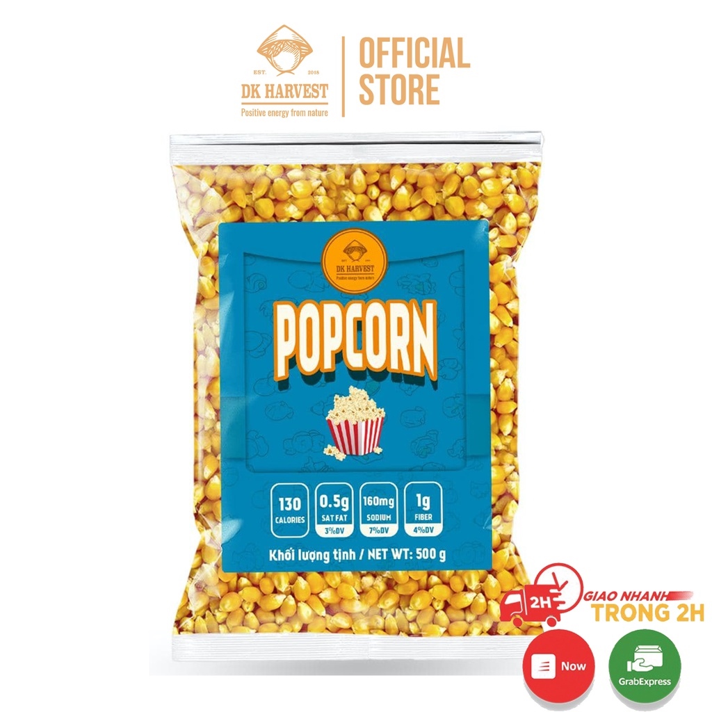 [Mã FMCGMALL -8 đơn 250K] 500g Bắp Nổ - Ngô nổ Hình Nấm DK HARVEST (Dùng làm bắp rang bơ) - POPCORN