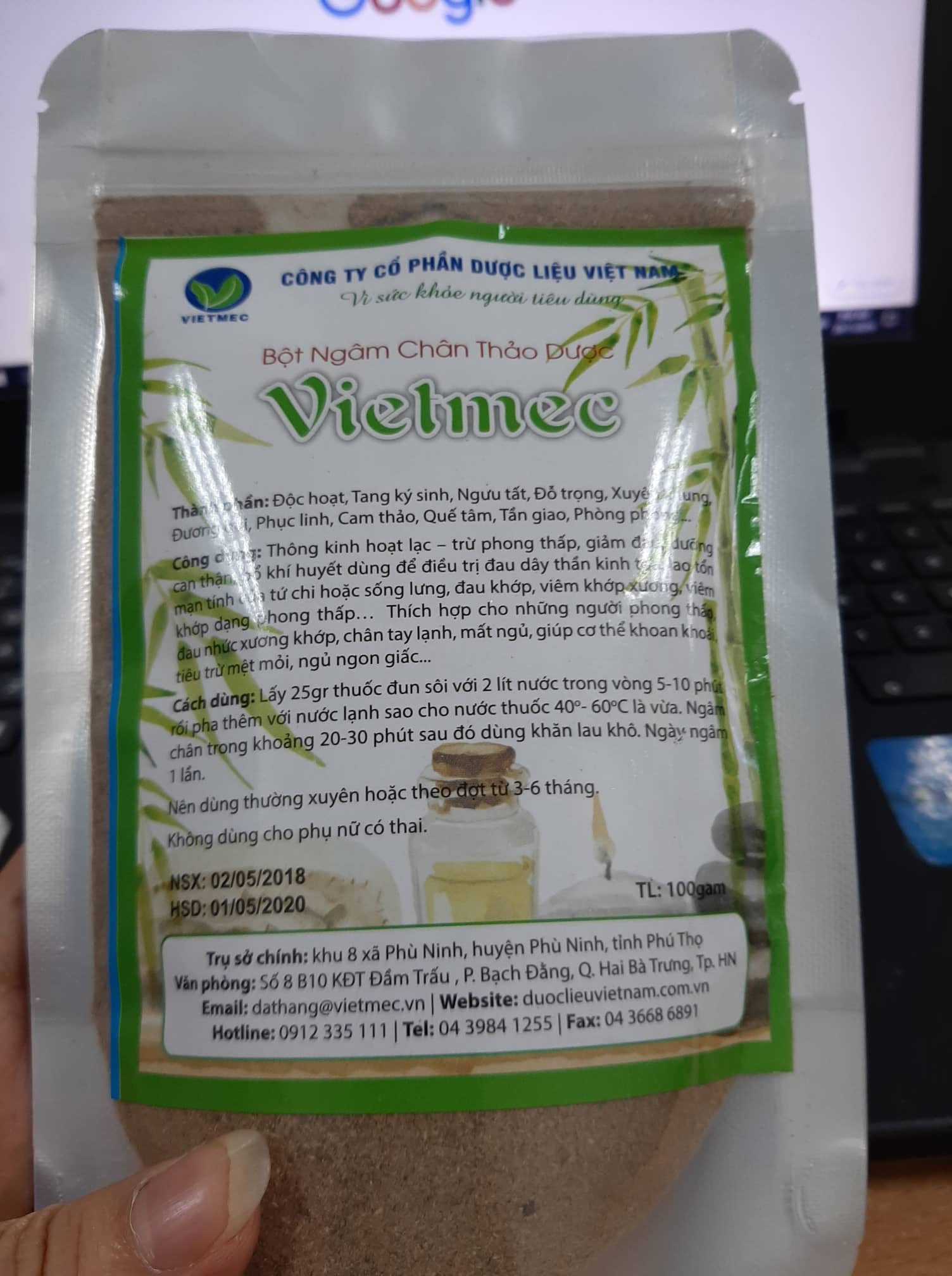 Bột ngâm chân thảo dược VIETMEC cho người phong thấp, đau xương khớp