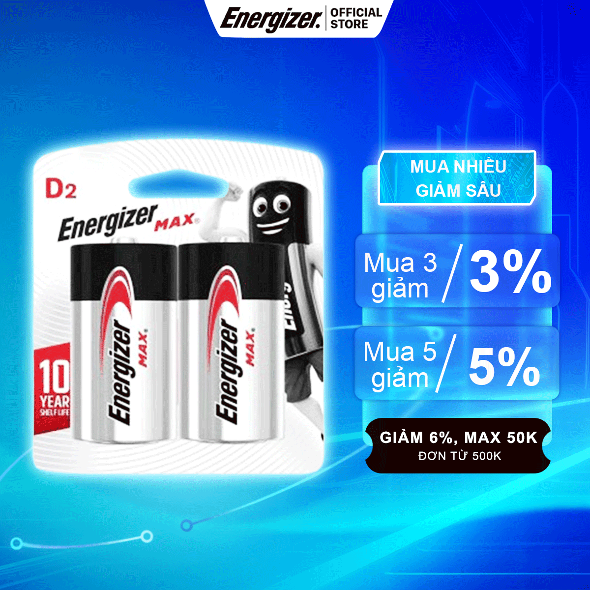 Pin d energizer max e95 bp2 - hàng chính hãng