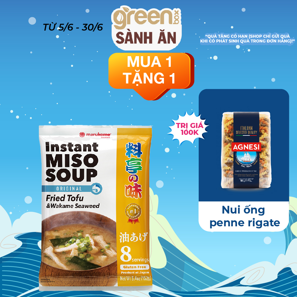Canh rong biển miso ăn liền có đậu hũ chiên Marukome Nhật 152g nấu 30s