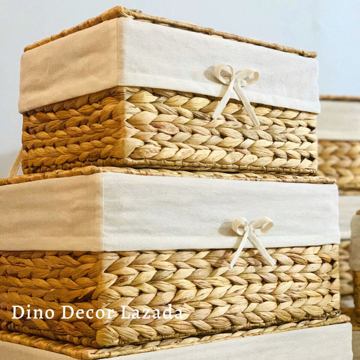 Giỏ lục bình đựng đồ kèm nắp đậy và lót vải bên trong cực sang trọng