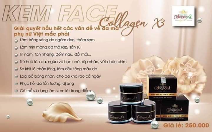 KEM FACE COLLAGEN X3. siêu phẩm  trắng da