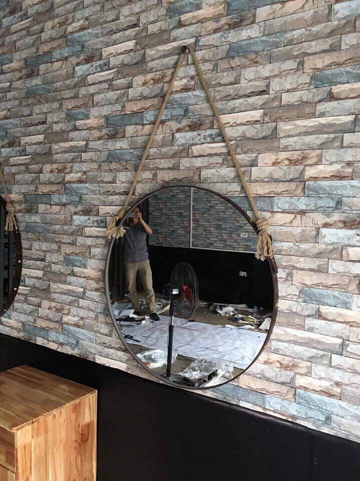 GƯƠNG TRÒN VIỀN DA QUAI THỪNG D40, 50, 60CM TREO PHÒNG TẮM RẺ ĐẸP, DUY GIA DỤNG