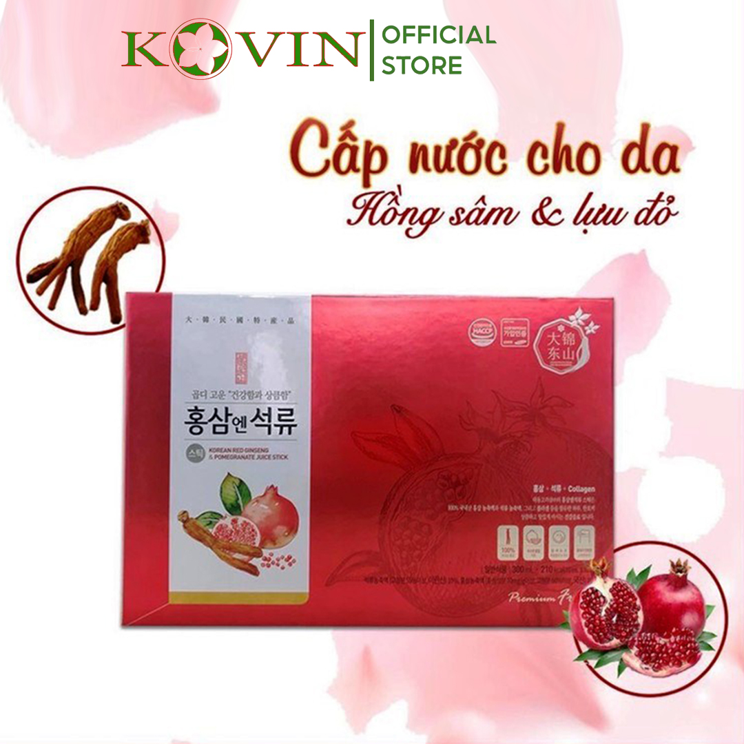 Nước Lựu Hồng Sâm Collagen DAEDONG Hàn Quốc Hộp 30 gói x10ml - Giúp giữ vẻ tươi trẻ và cung cấp collagen, chống lão hóa