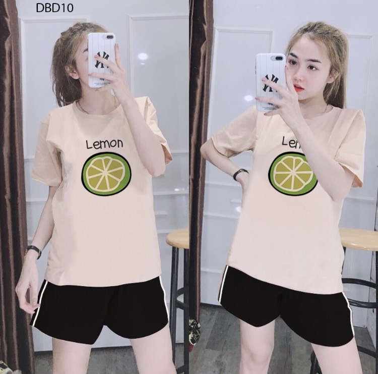Đồ bộ thun đùi lemon thời trang 3 size 45-65kg tùy chiều cao
