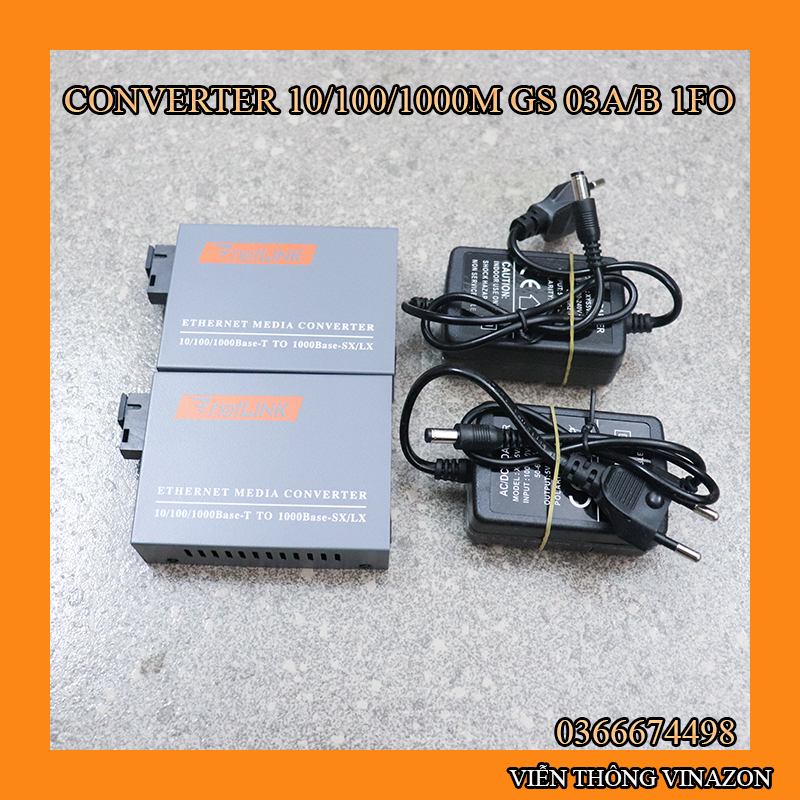 Thiết bị chuyển đổi quang điện 1 sợi media converter 1fo 1 quang 1 lan 1gbps netlink htb-gs-03ab