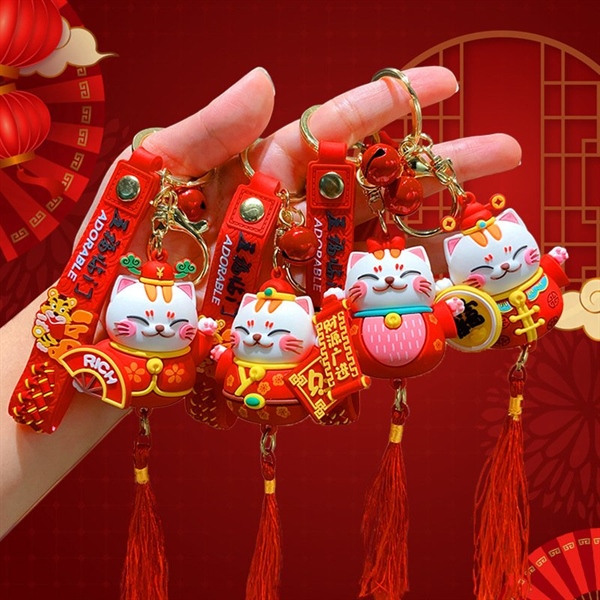 Móc khóa mèo thần tài may mắn lucky siêu cưng size lớn kèm chuông