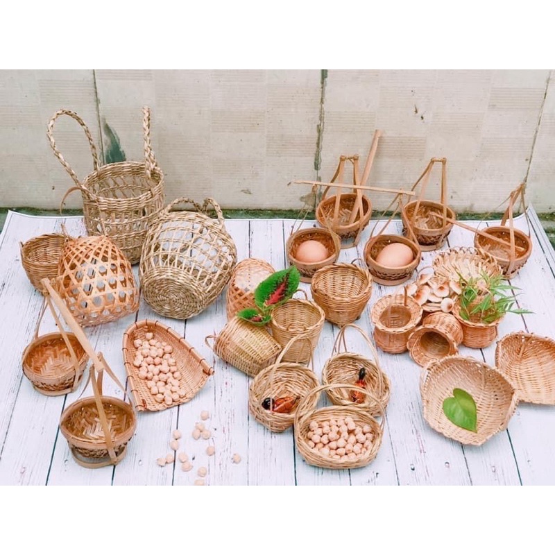 Mây tre nhí decor phụ kiện chụp hình mây tre trang trí trồng sen đá