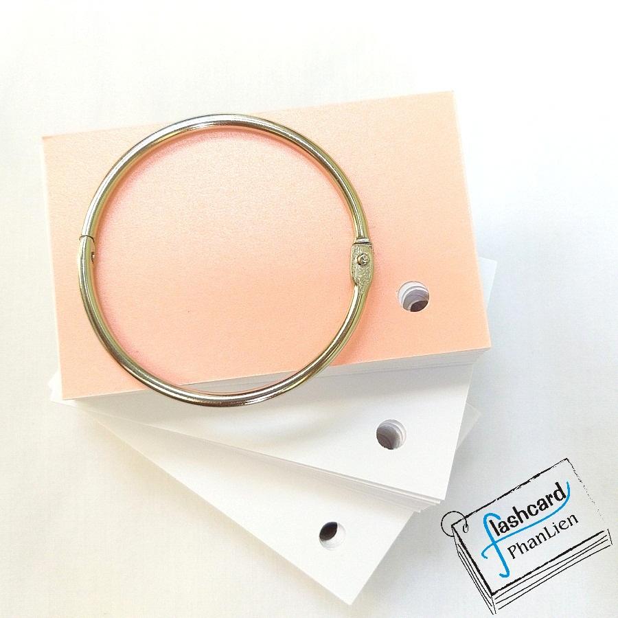 [HCM]100 thẻ Flashcard trắng bìa cứng kèm khoen - Flashcard Phan Liên