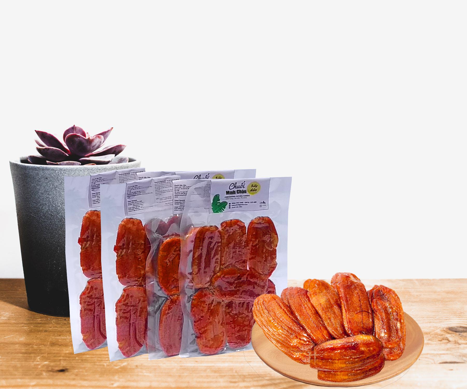 chuối sấy dẻo hút chân không - đảm bảo vệ sinh an toàn thực phẩm - không chất bảo quản -  vị ngọt tự nhiên - không chát