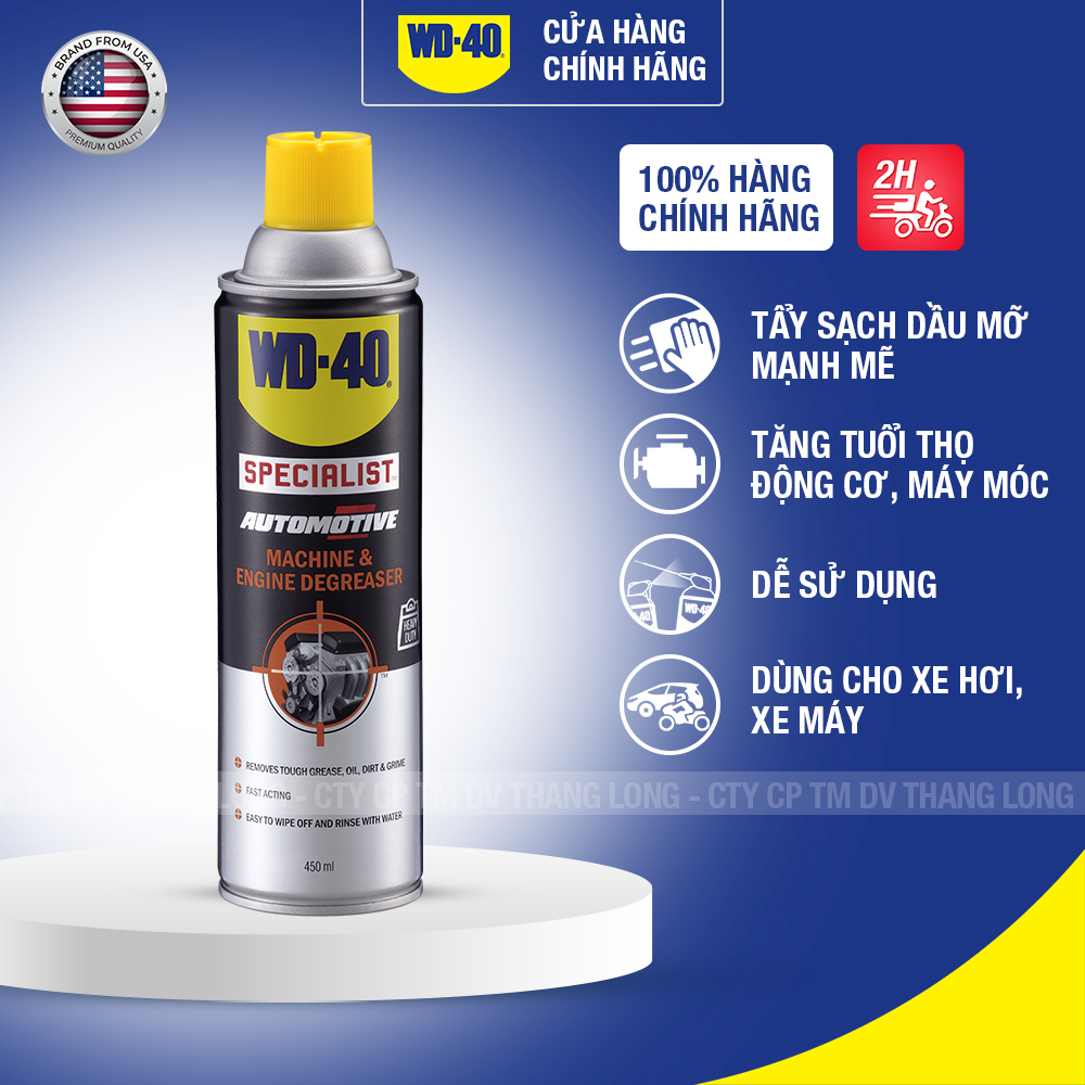 Dung dịch tẩy rửa lốc máy mạnh mẽ wd 40 machine & engine degreaser chất tẩy rửa dầu nhớt chính hãng 450ml
