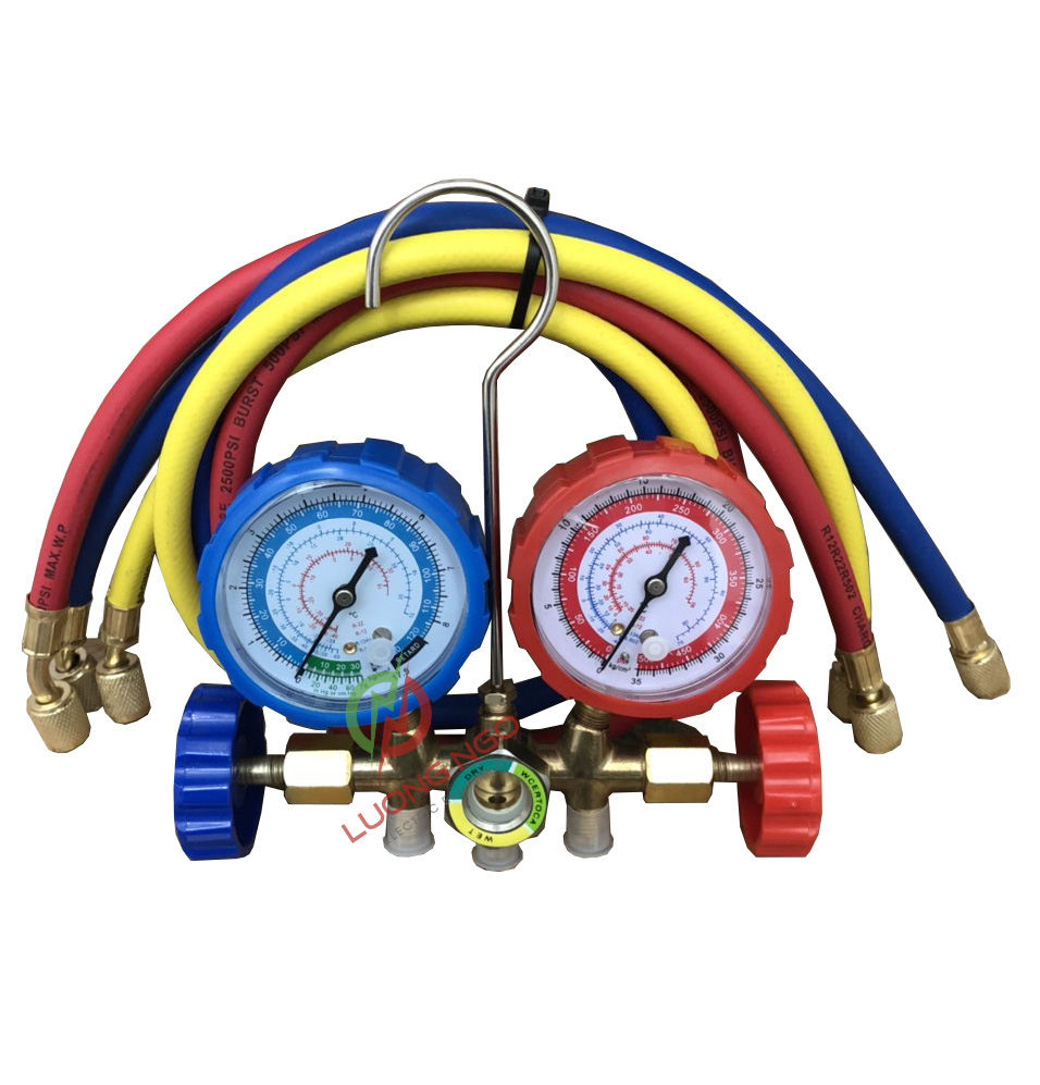 Đồng hồ đo gas đôi kèm dây nạp gas cao cấp