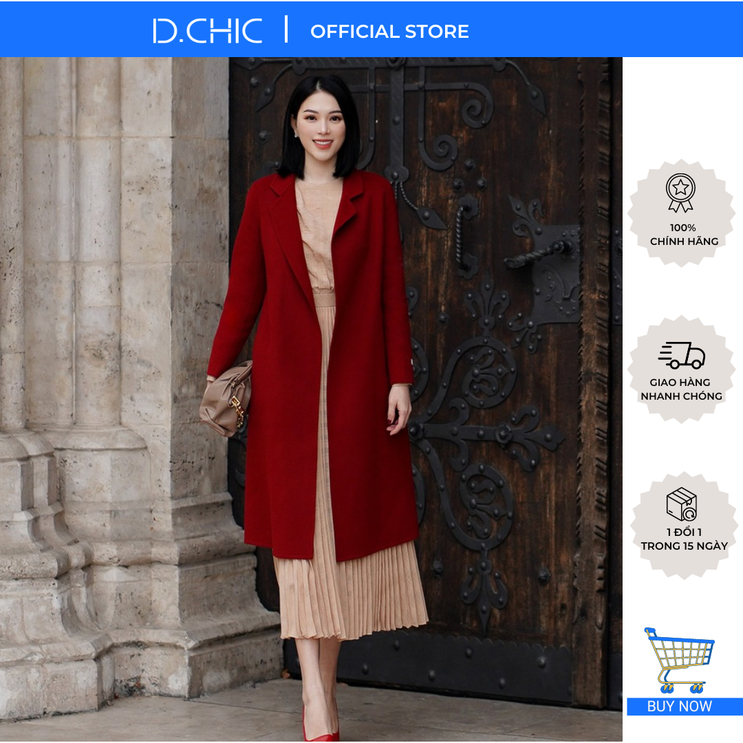 Áo khoác dạ handmade 2022 cổ 2 ve nhỏ d.chic ms: 980147