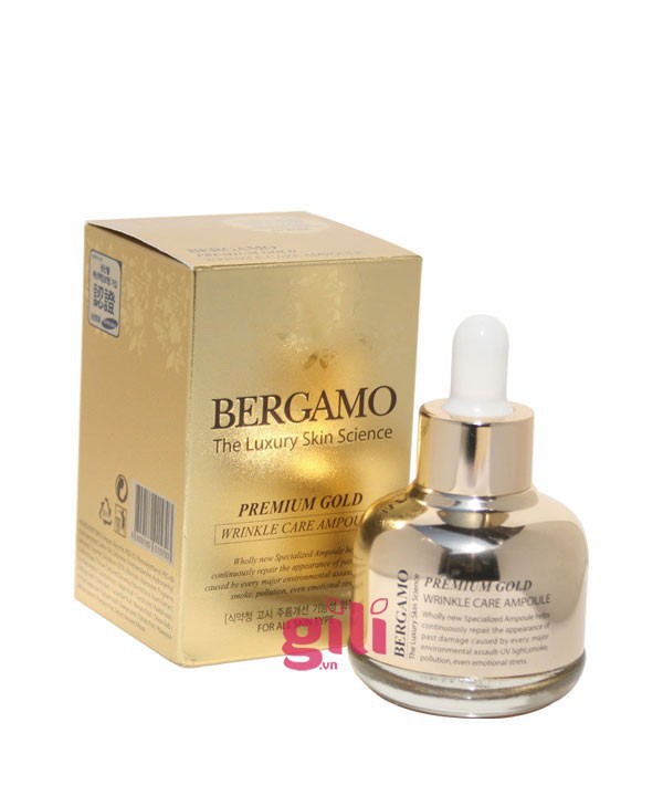 Huyết Thanh Chứa Tinh Chất Vàng Mờ Vết Nhăn Tái Tạo Da Bergamo The Luxury Skin Science - Premium Gold 30ml