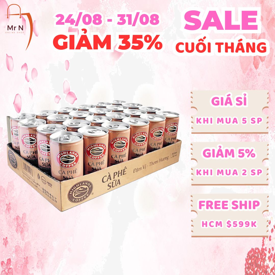 Thùng 24 lon Cà phê sữa Highlands Coffee 185ml / lon