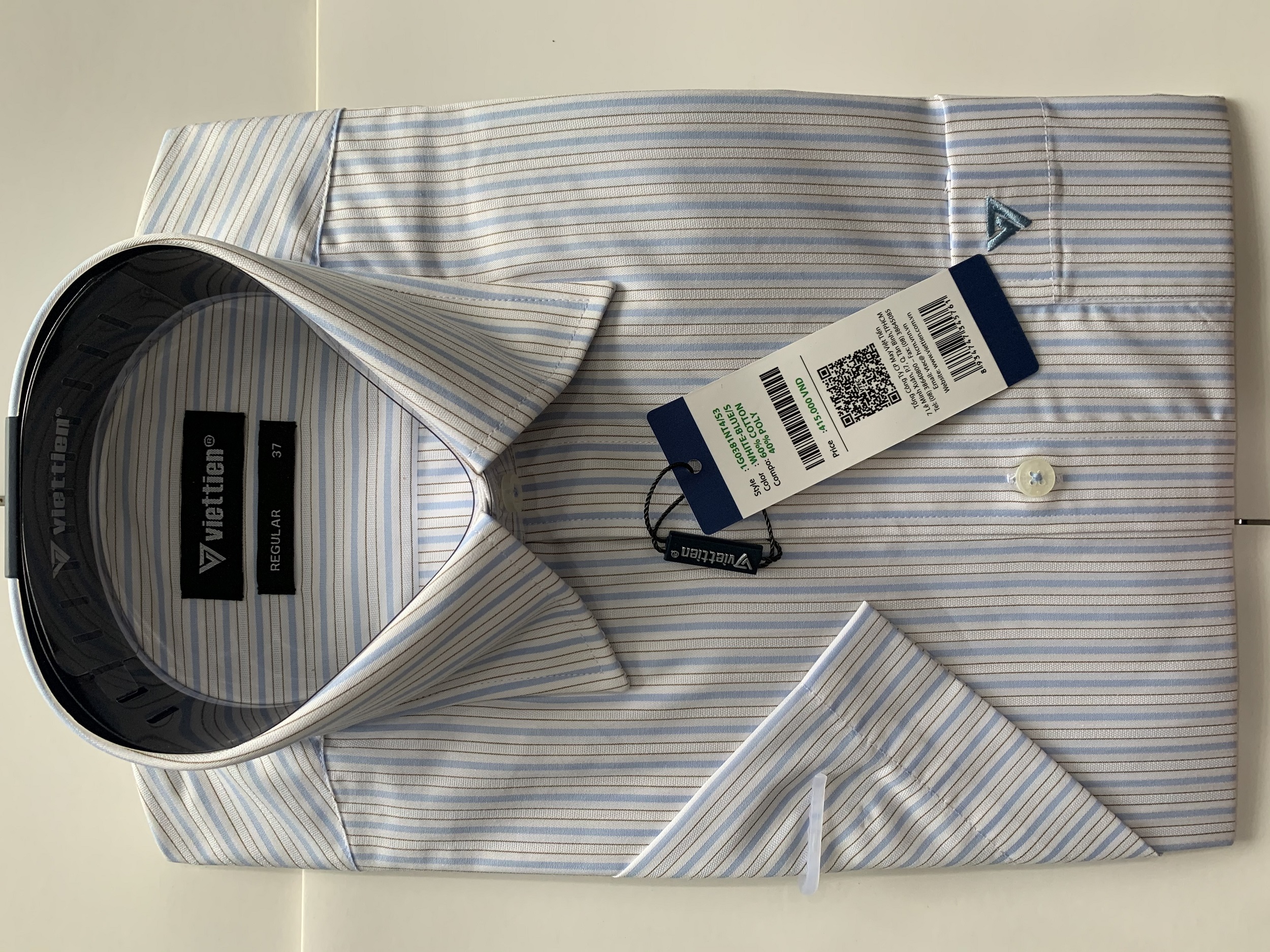 ÁO SỌC VIỆT TIẾN NGẮN TAY LAI BẦU 1G0381