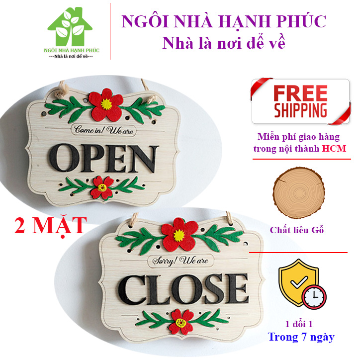 Bảng gỗ decor trang trí shop 🚀open - close 2 mặt🚀