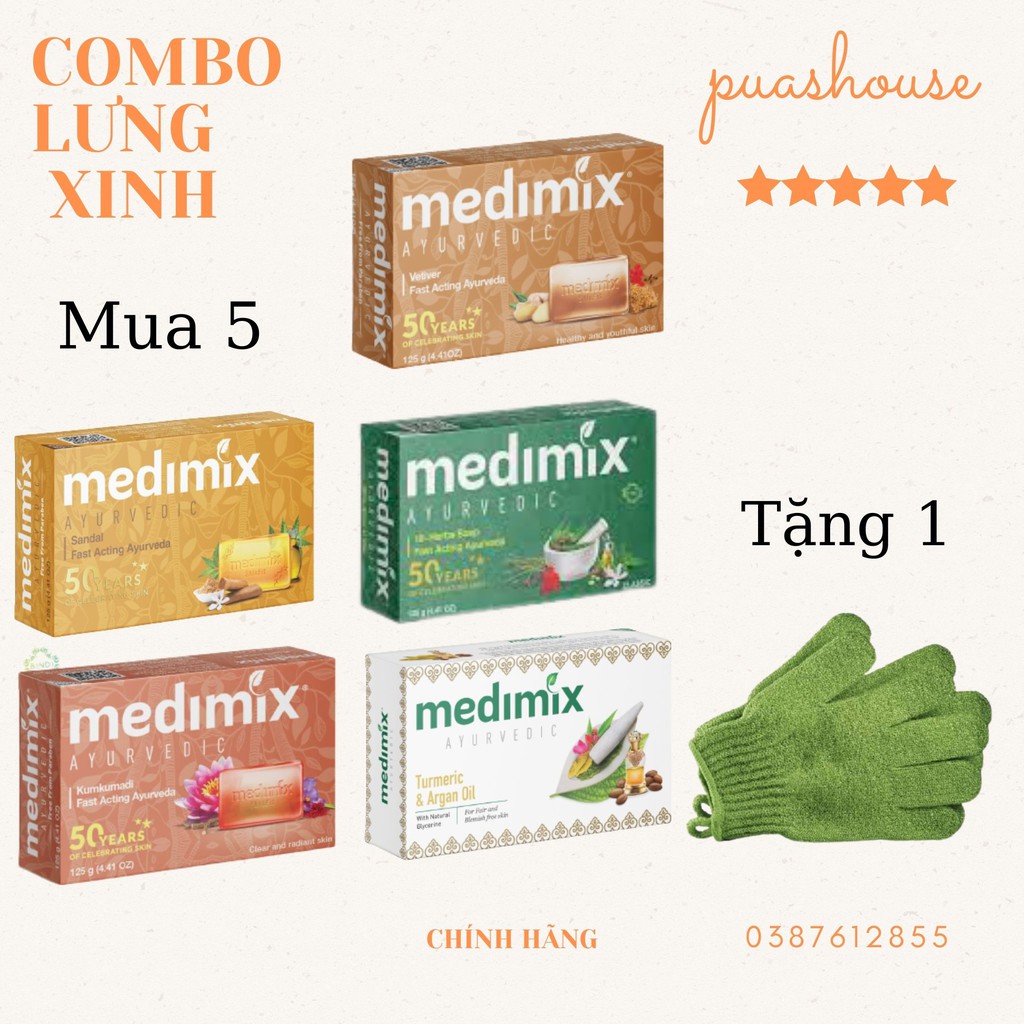 Combo 5 tặng 1 bánh xà phòng medimix thảo dược 125g