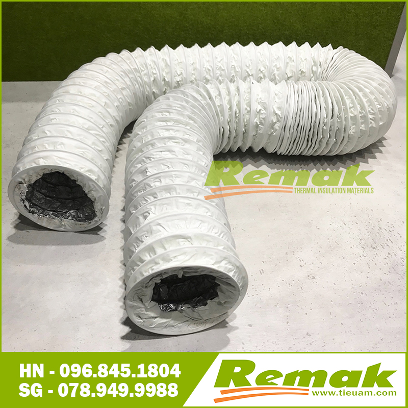 Ống bạc thông gió phủ nhựa PVC 2 lớp cao cấp Ống gió mềm Remak Đoạn dài 8m