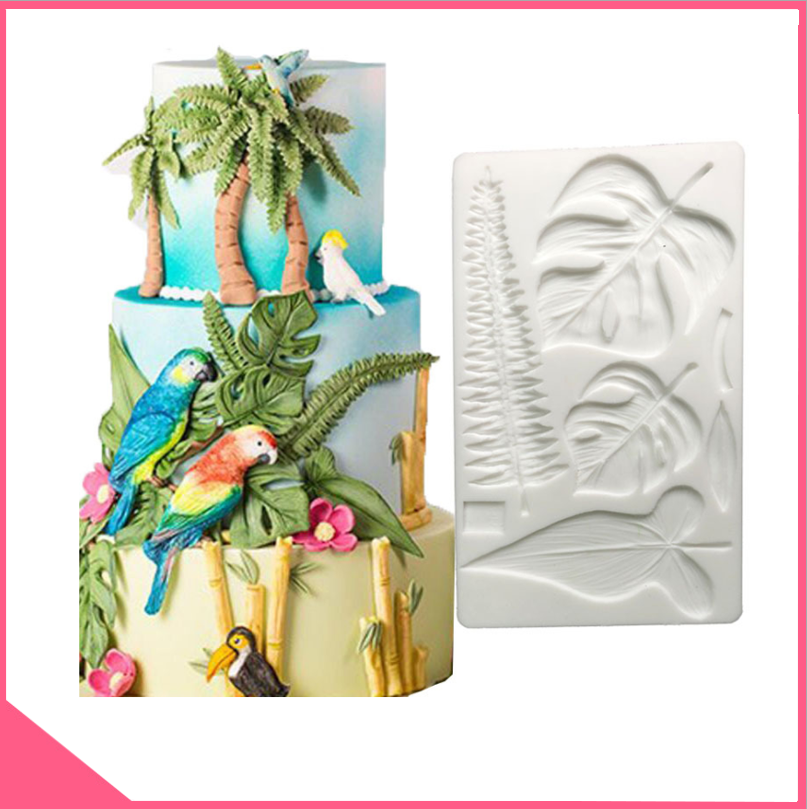 [HCM]Khuôn silicon 3d ?? HÀNG LOẠI 1 ?? làm rau câu ốp thành bánh lá trầu bà nhiệt đới