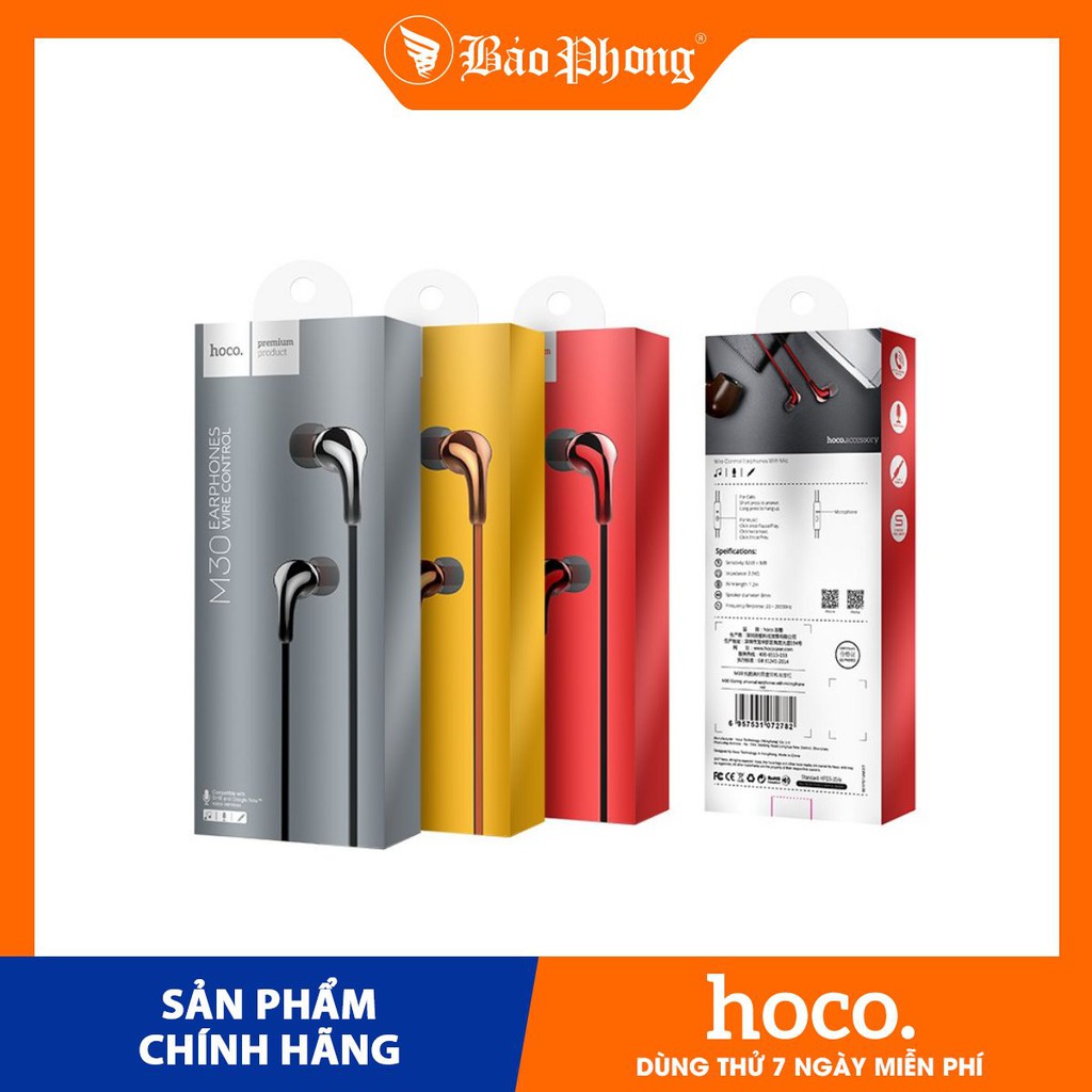 Tai nghe liền dây HOCO M30 chân 3.5mm có micro đàm thoại
