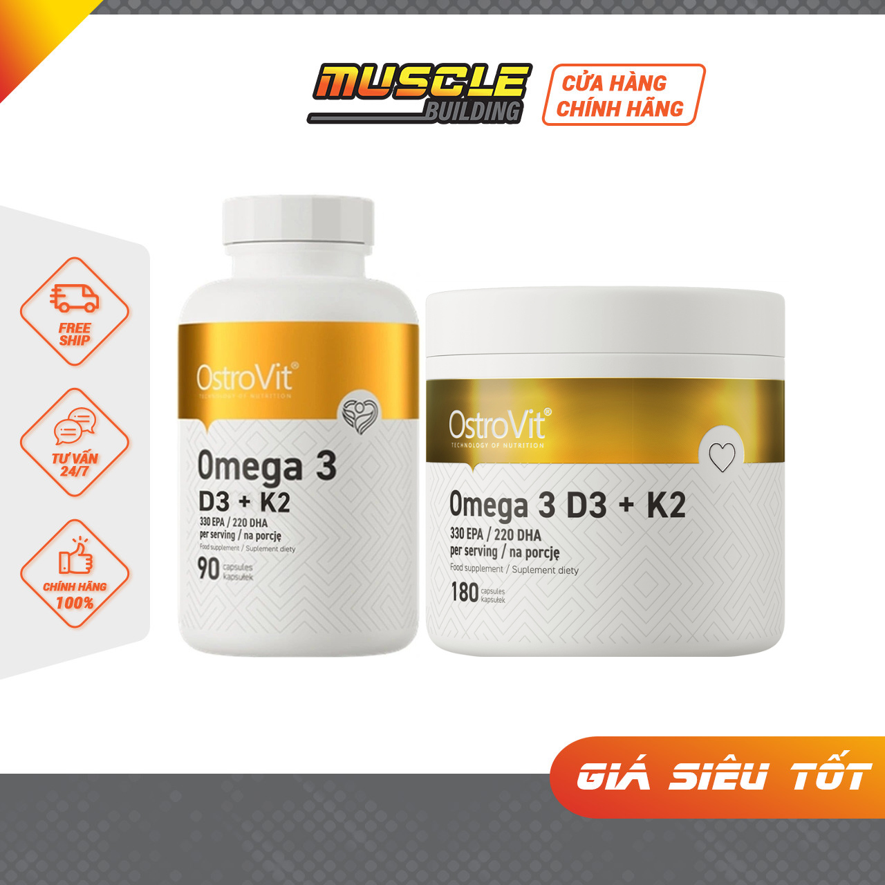 Ostrovit Omega 3 D3 K2 Viên Uống Hỗ Trợ Tăng Cường Trí Nhớ, Xương Khớp, Phát Triển Chiều Cao, Bổ Não, Thị Lực, Tim Mạch