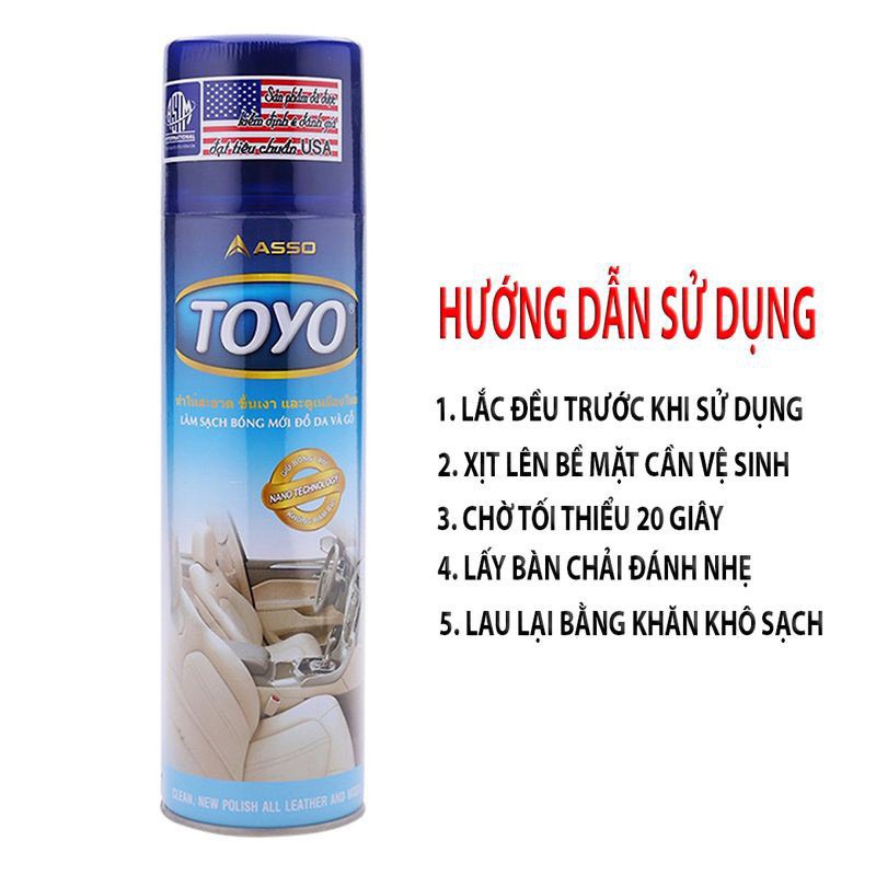 Chai Xịt Làm Bóng Mới Đồ Da Và Gỗ ASSO TOYO NANO TECHNOLOGY (500ml)