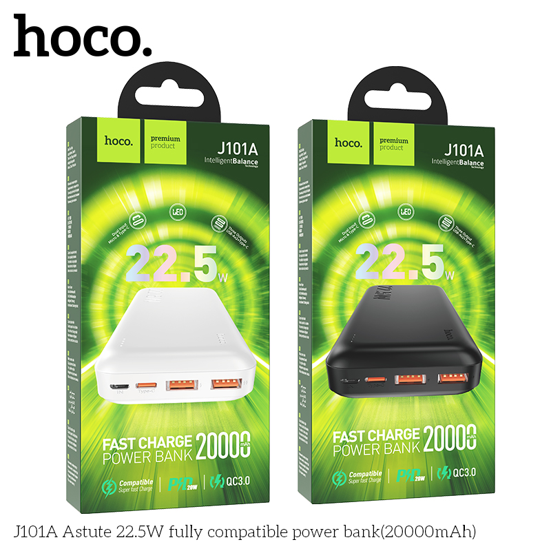 Sạc dự phòng nhanh, siêu bền Hoco PD20W/22.5W/QC3.0 J101: 10.000mAh, J101A: 20.000mAh FAST CHARGE - Shin Store - 2