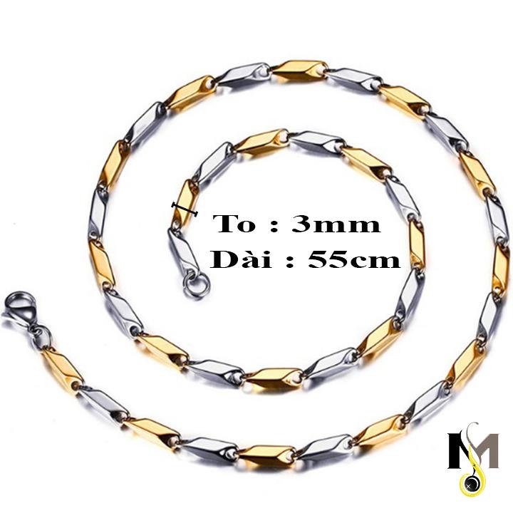 Dây chuyền Inox nam Hỏa tiễn 3ly cách điệu trắng vàng - Nam tính, thời trang