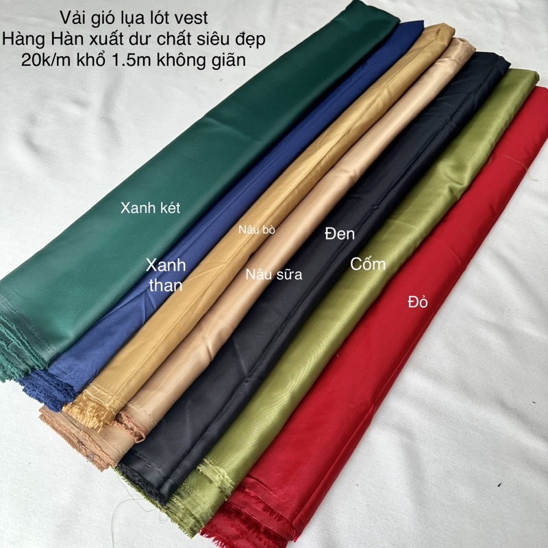 Vải gió -lụa lót vest hàng kiện Hàn 20k m khổ 1.5m không giã