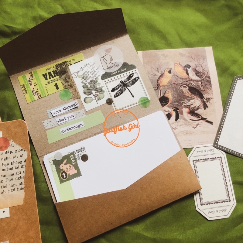 Thiệp handmade phong cách lá thư, thiệp đẹp, tặng sinh nhật, cảm ơn, kỉ niệm